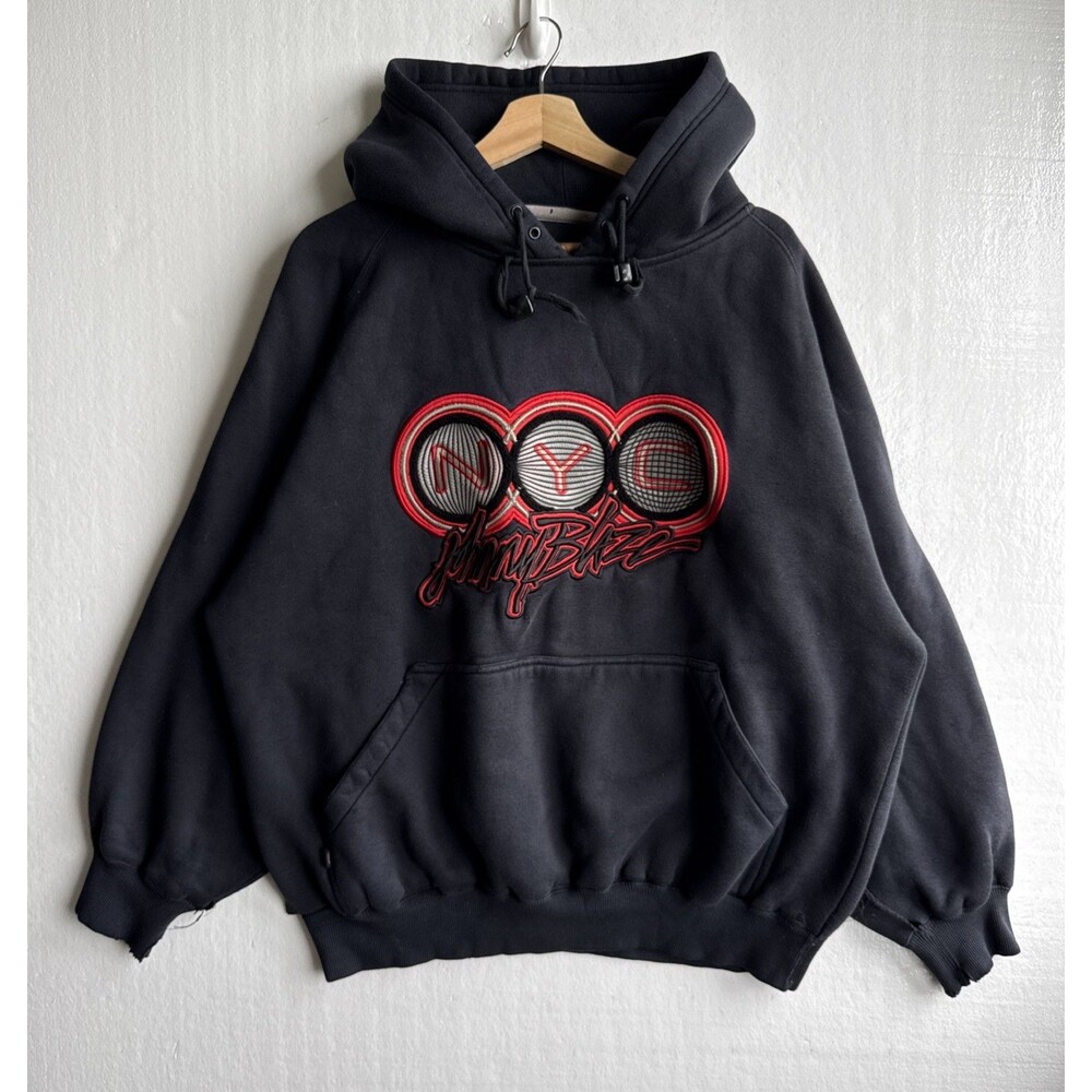 Vintage 90s Johnny Blaze Distress Pullover Hoodie Sweatshirt Black Men's Size XL